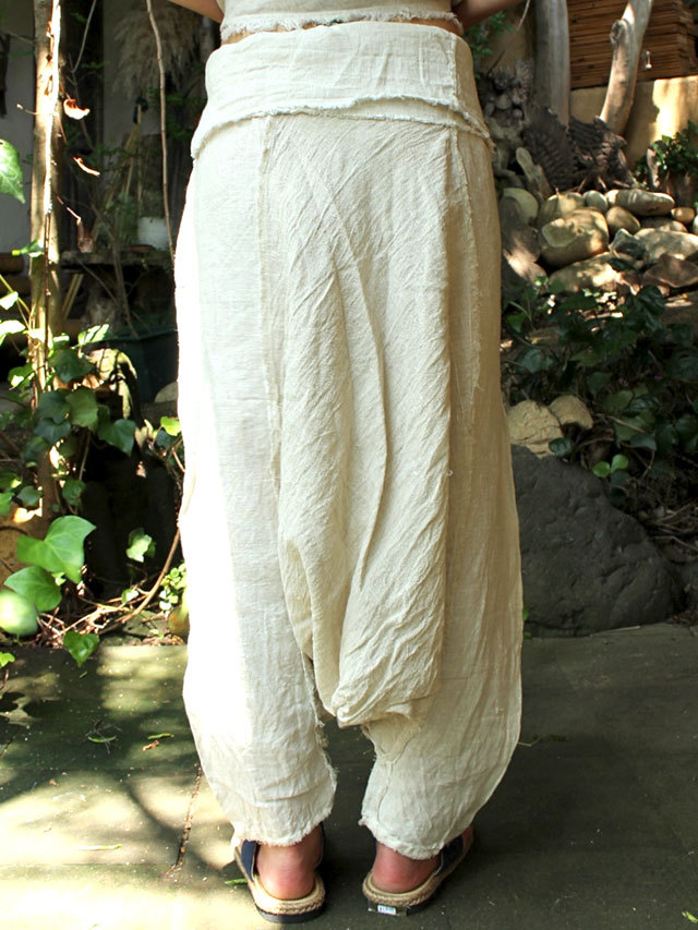 パンツ PAYAKA asana asana HEMP100% 厚手 ギャザー パンツ・きなり【パヤカ