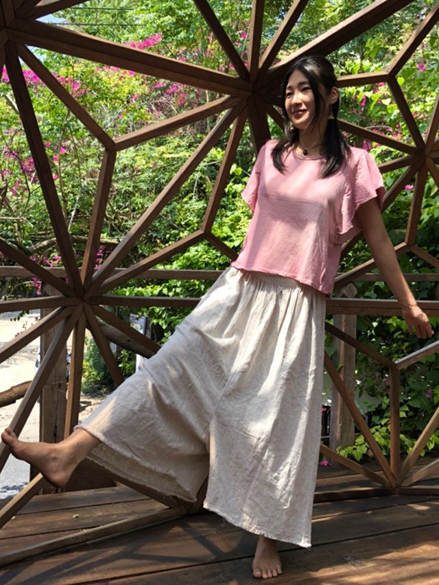 payaka asana HEMP100%NEWパンツスカート(きなり) asana HEMP100% 厚手 8分丈 作務衣 パンツ・きなり【パヤカ