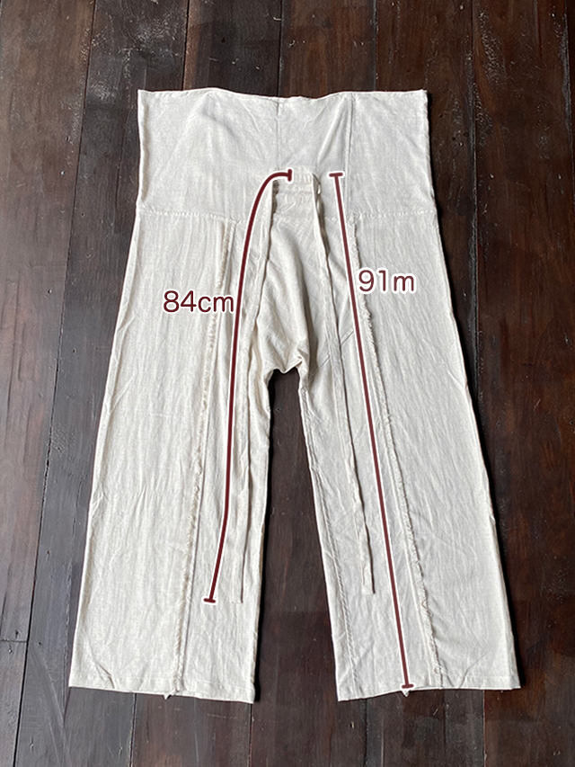 asana HEMP100% テロテロ フリンジ タイパンツ・きなり