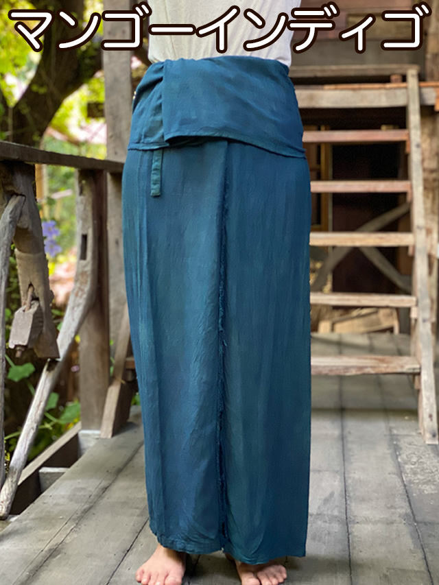 asana HEMP100% テロテロ カットソー●草木染めMインディゴ asana HEMP100% テロテロ フリンジ タイパンツ・草木染め【パヤカ
