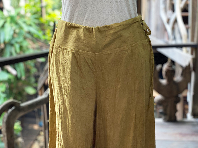 本日のみ大大値下げPAYAKA asana asana HEMP100% フレアー パンツ・草木染め【パヤカ オンライン