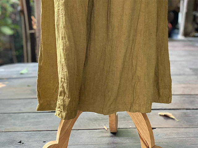 asana HEMP100% フレアー パンツ・草木染め