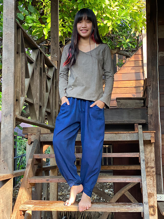 部屋着にも最適 asana HEMP100% テロテロ ゆったり パンツ・草木染め