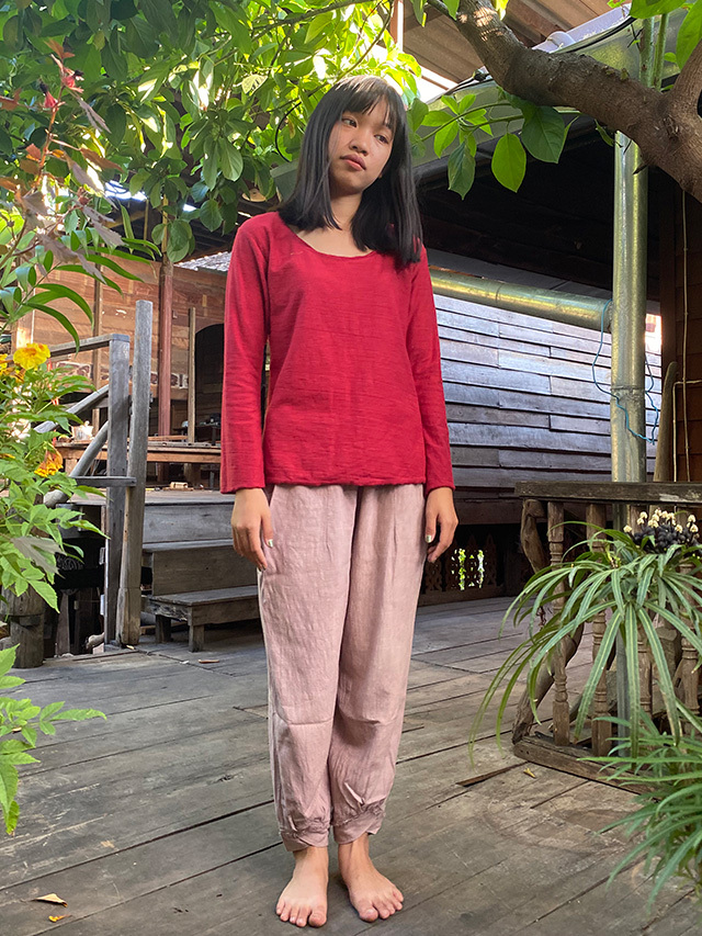 部屋着にも最適 asana HEMP100% テロテロ ゆったり パンツ・草木染め