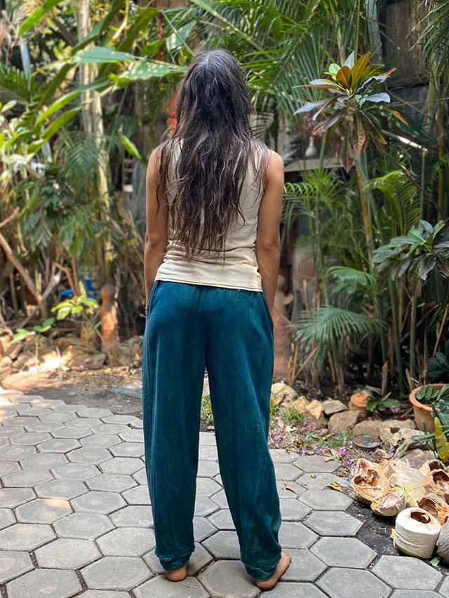 部屋着にも最適 asana HEMP100% テロテロ ゆったり パンツ・草木染め