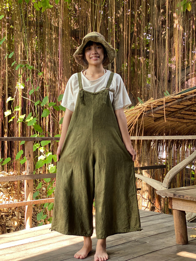 asana HEMP100% ゆったり サロペット・草木染め【パヤカ オンライン