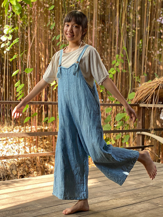 asana HEMP100% ゆったり サロペット・草木染め【パヤカ オンライン