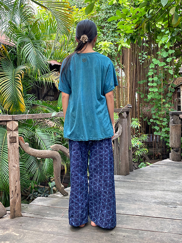 asana HEMP100% & コットン 麻柄プリント タイパンツ【パヤカ