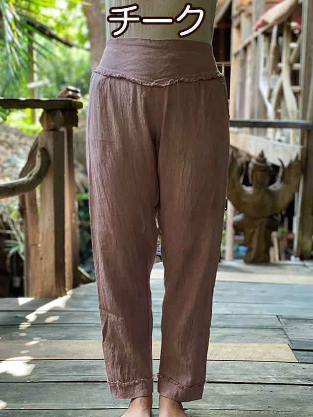 リネンのもんぺ　黄土色 リネンのもんぺ 黄土色