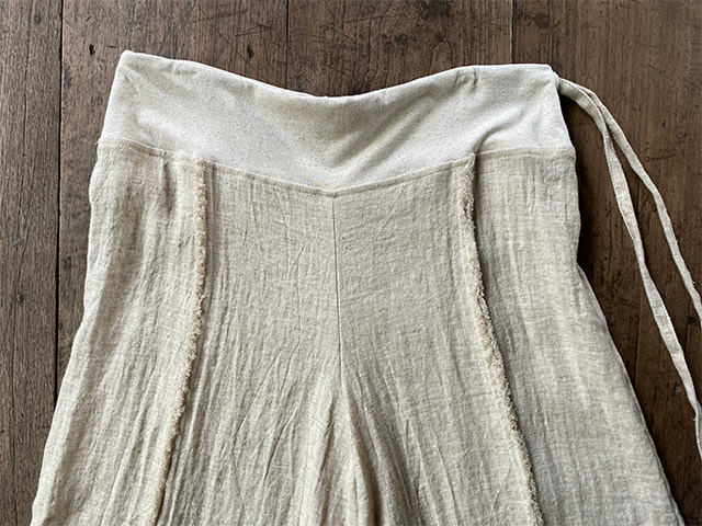 asana HEMP100% NEW フリンジ フレアーパンツ・きなり