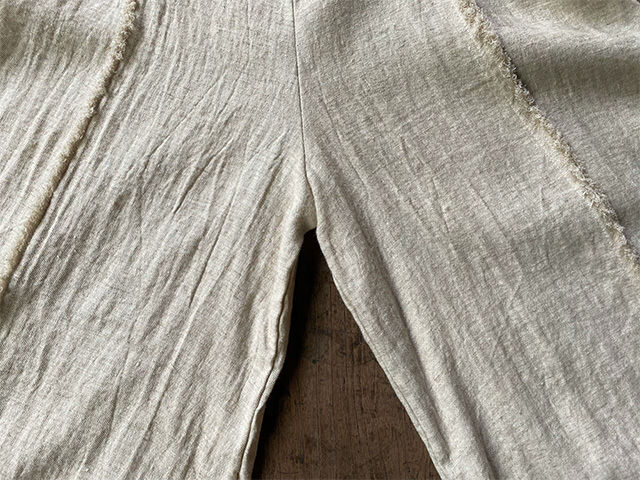 asana HEMP100% NEW フリンジ フレアーパンツ・きなり