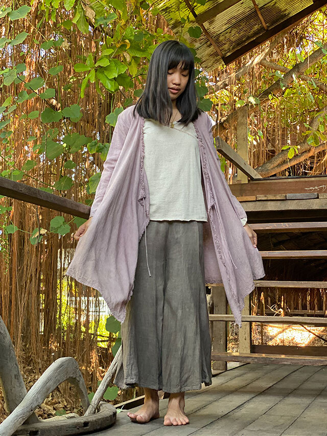 asana HEMP100% テロテロ 切り替え パンツ・草木染め【パヤカ