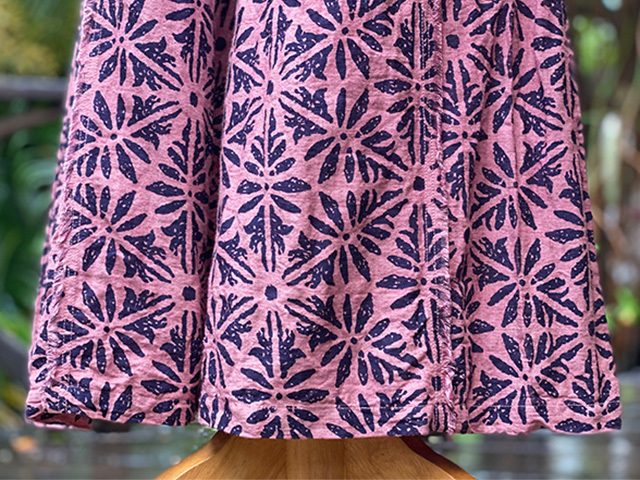 asana HEMP100% 麻柄プリント フレアーパンツ