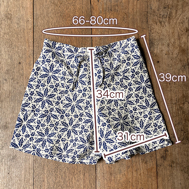 asana HEMP100% 麻の葉柄プリント ショート パンツ【パヤカ