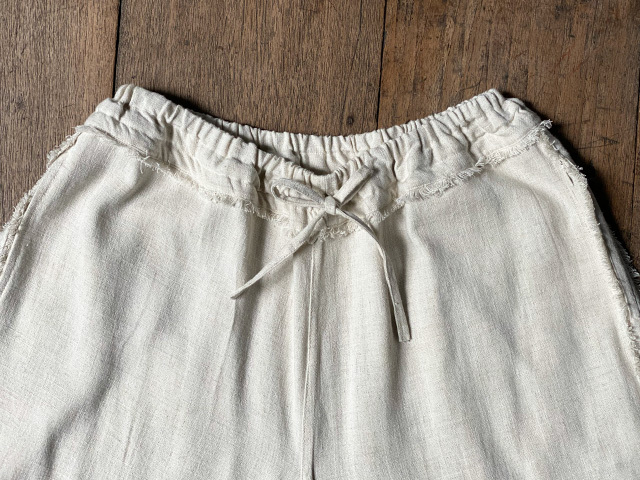 asana HEMP100% テロテロ フリンジ パンツ・きなり