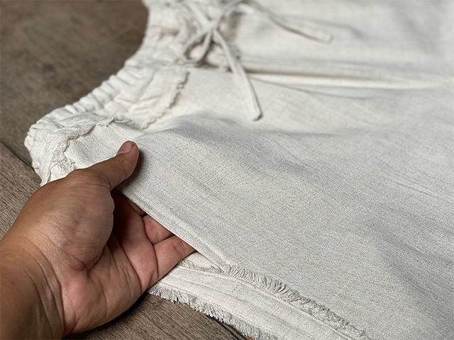 asana HEMP100% テロテロ フリンジ パンツ・きなり