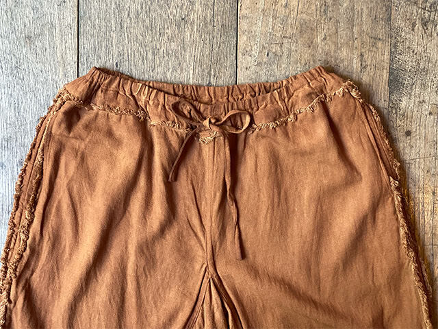 asana HEMP100% テロテロ フリンジ パンツ・草木染め