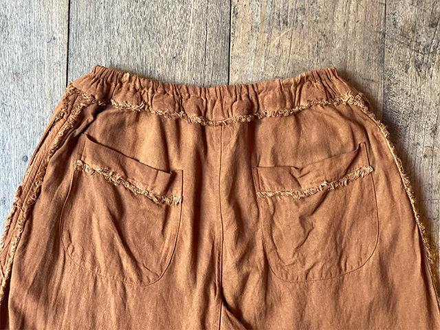 asana HEMP100% テロテロ フリンジ パンツ・草木染め