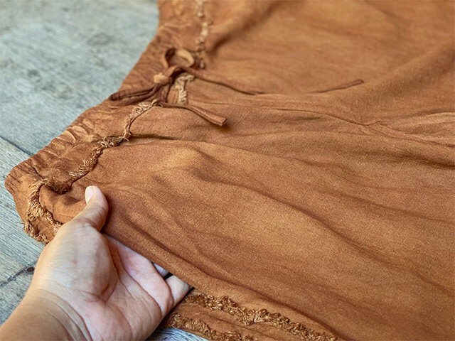 asana HEMP100% テロテロ フリンジ パンツ・草木染め