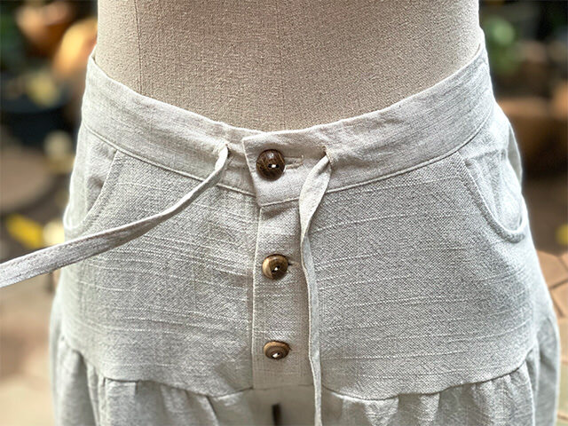 asana HEMP100% 厚手 ギャザー パンツ・きなり