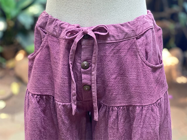 asana HEMP100% 厚手 ギャザー パンツ・草木染め