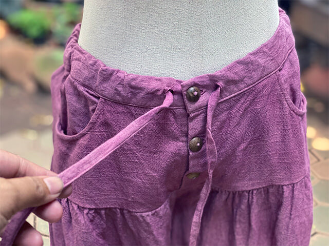 asana HEMP100% 厚手 ギャザー パンツ・草木染め