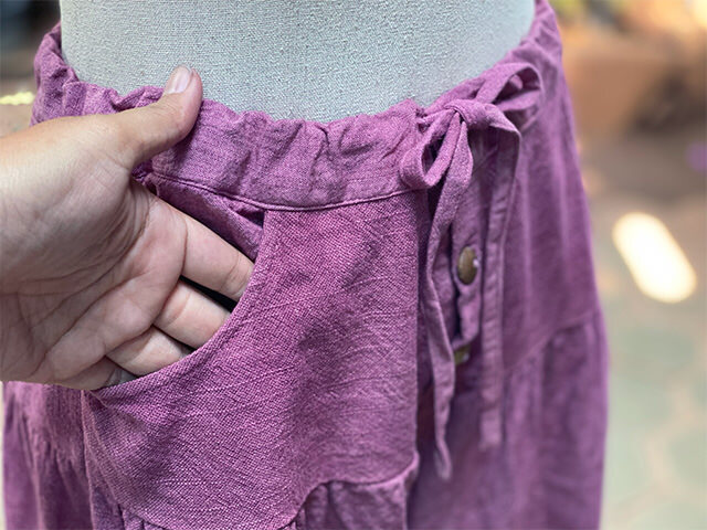 asana HEMP100% 厚手 ギャザー パンツ・草木染め