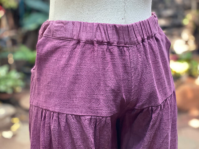 asana HEMP100% 厚手 ギャザー パンツ・草木染め