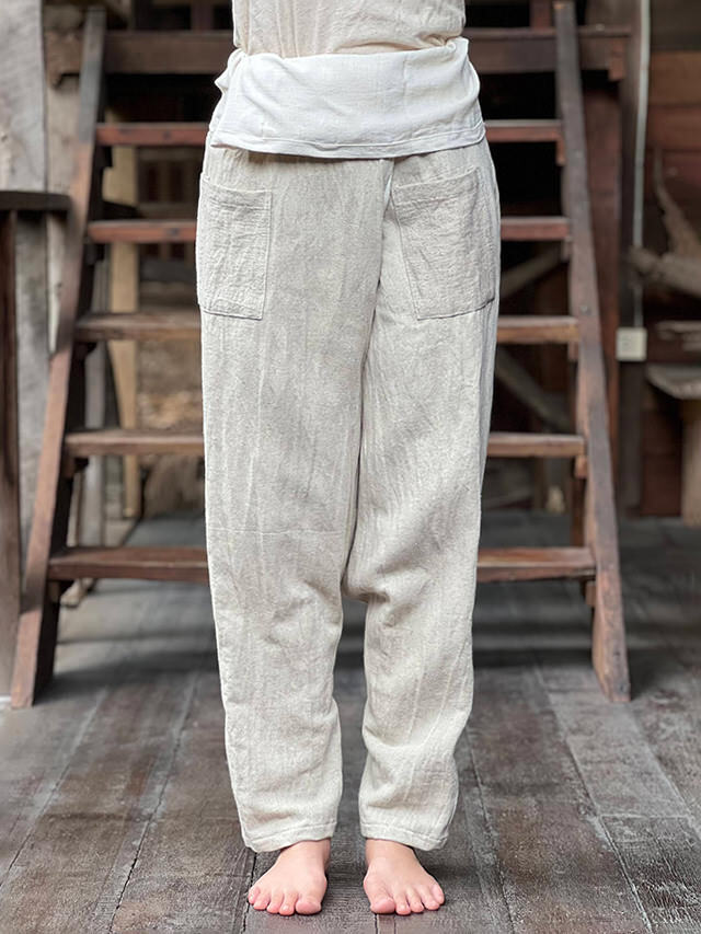 asana HEMP100% 厚手 サルエル タイパンツ・きなり【パヤカ オンライン