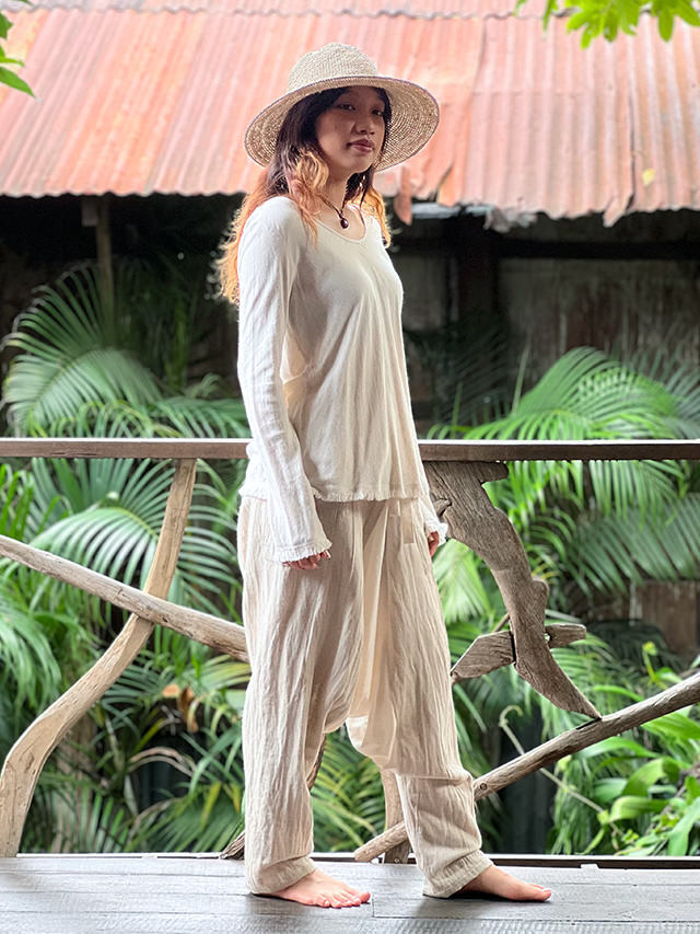 asana HEMP100% 厚手 サルエル タイパンツ・きなり【パヤカ オンライン