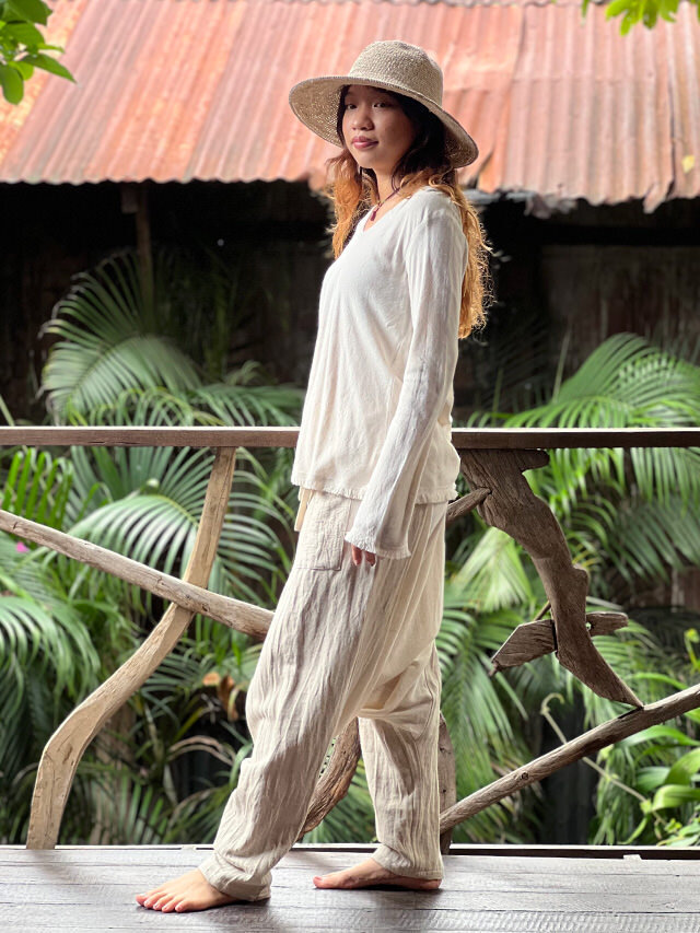 asana HEMP100% 厚手 サルエル タイパンツ・きなり【パヤカ オンライン