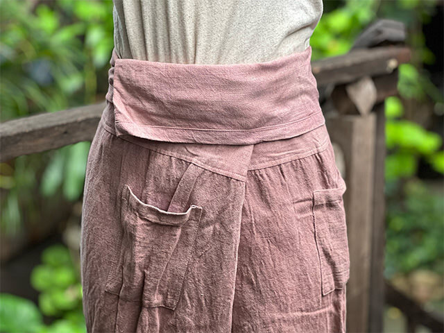 asana HEMP100% 厚手 サルエル タイパンツ・草木染め