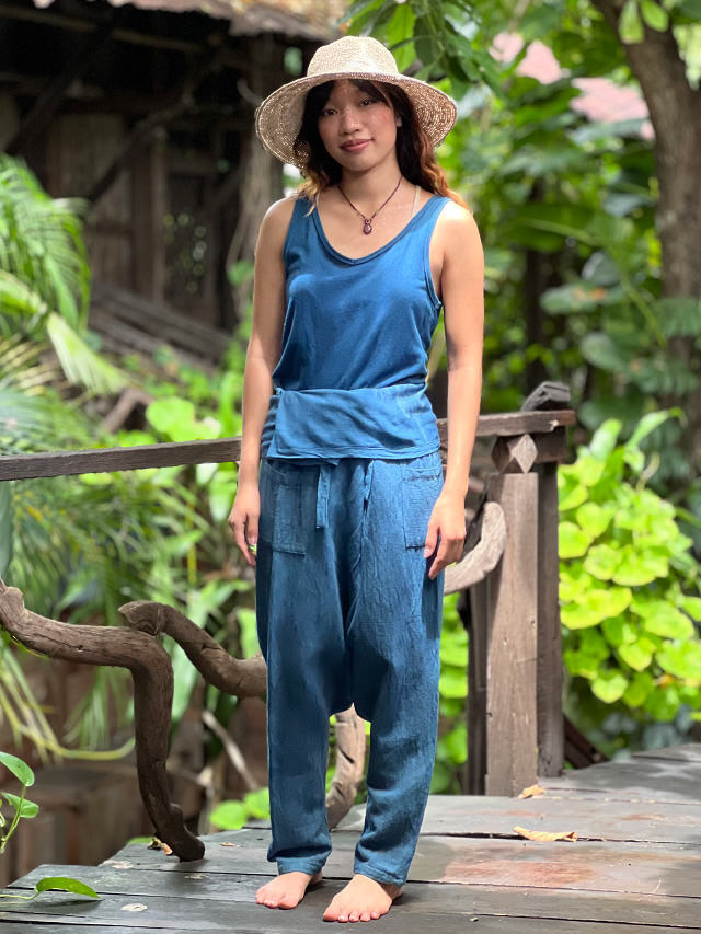 asana HEMP100% 厚手 厚手サルエル タイパンツ・草木染め【パヤカ