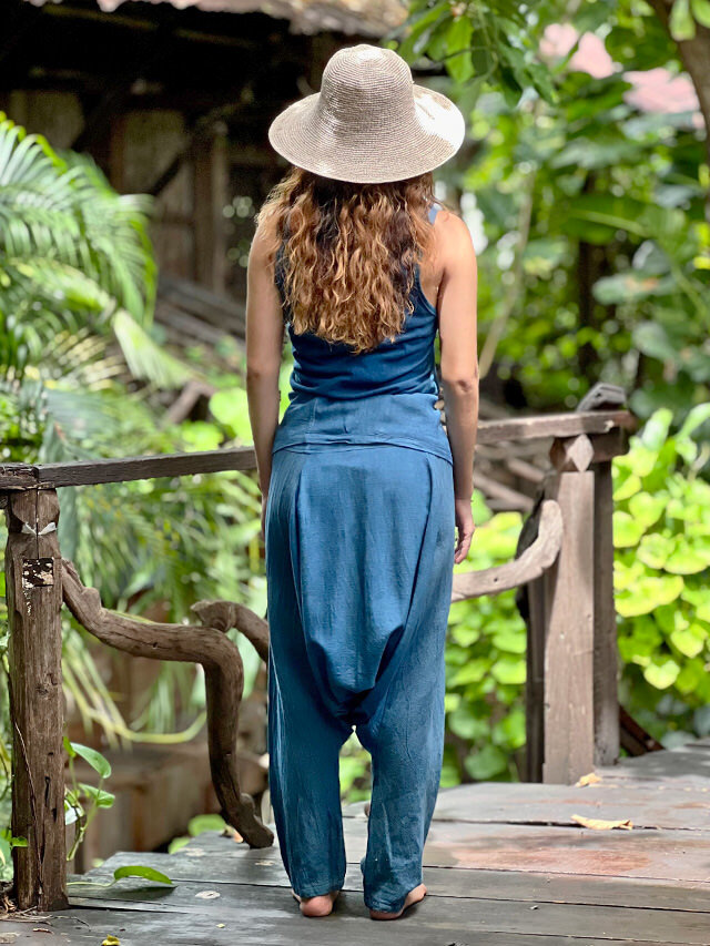 asana HEMP100% 厚手 厚手サルエル タイパンツ・草木染め【パヤカ