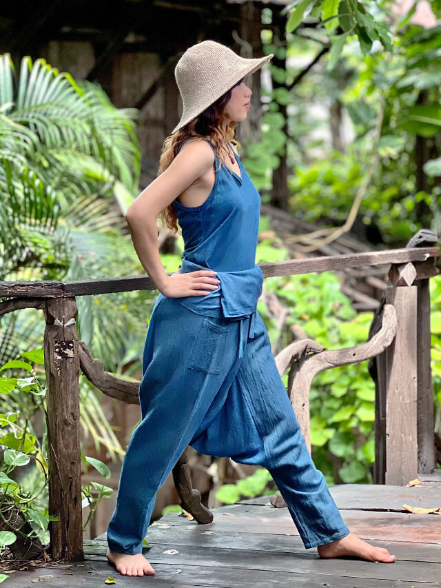 asana HEMP100% 厚手 厚手サルエル タイパンツ・草木染め【パヤカ