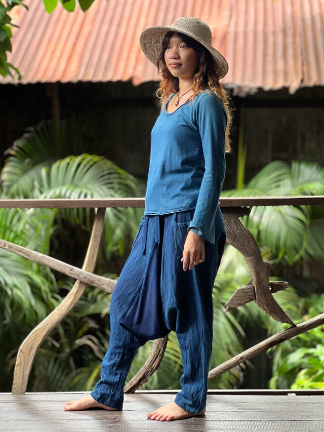 asana HEMP100% 厚手 厚手サルエル タイパンツ・草木染め【パヤカ