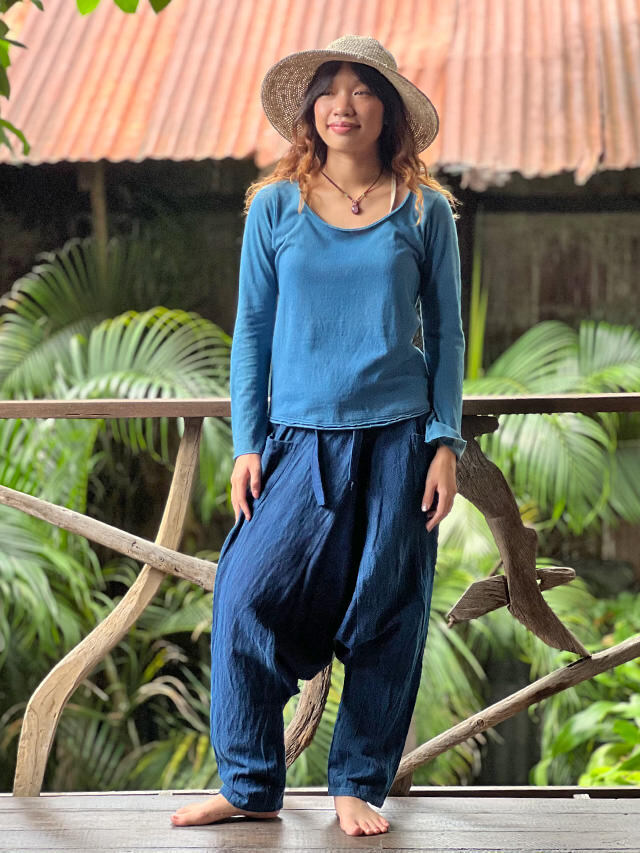 asana HEMP100% 厚手 厚手サルエル タイパンツ・草木染め【パヤカ