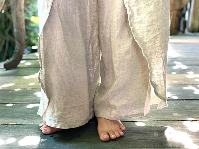 asana HEMP100% 薄手 巻き パンツ・きなり