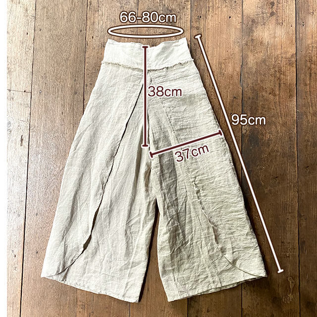 asana HEMP100% 薄手 巻き パンツ・きなり