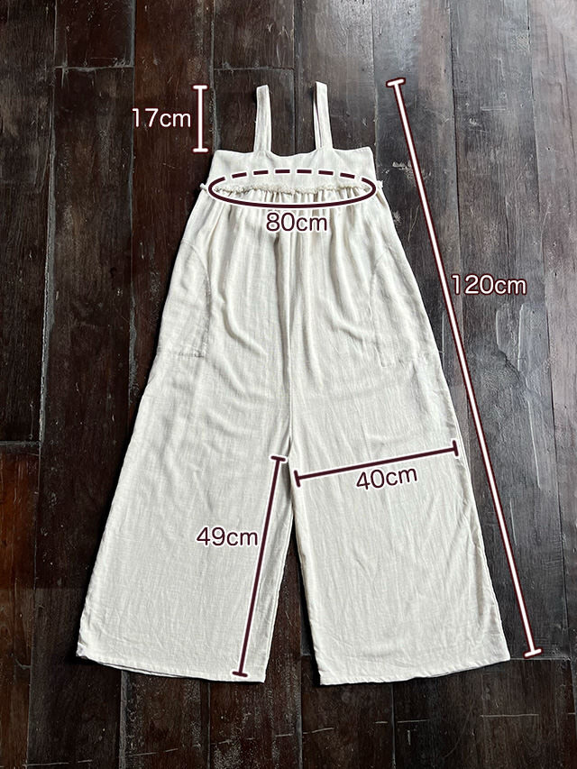 asana 麻100% ガーゼ オーバーオール・きなり