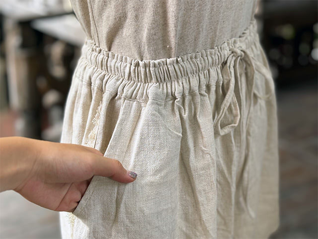 asana HEMP100% テロテロ ギャザー ショート パンツ・きなり