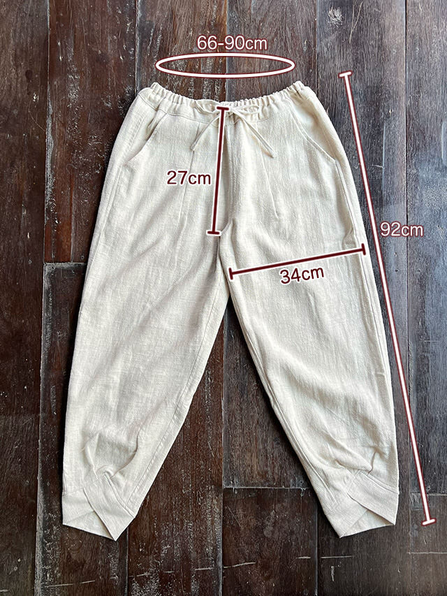 asana HEMP100% ゆったり パンツ・きなり