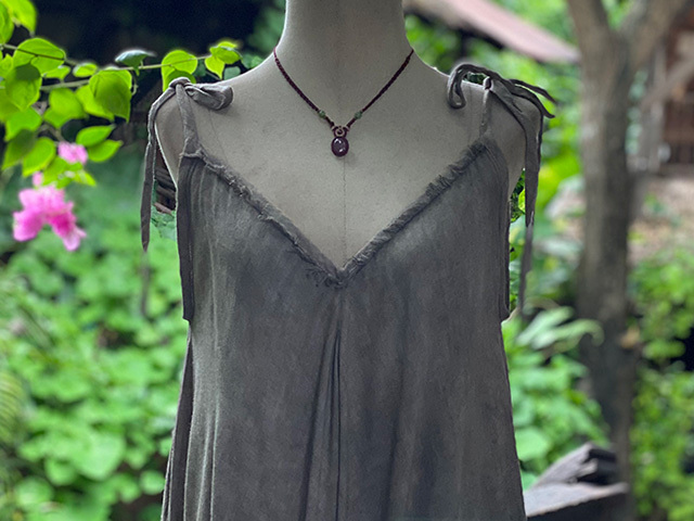 asana HEMP100% テロテロ Vネック オーバーオール・草木染め