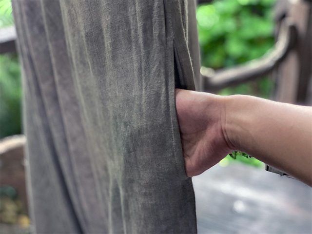 asana HEMP100% テロテロ Vネック オーバーオール・草木染め