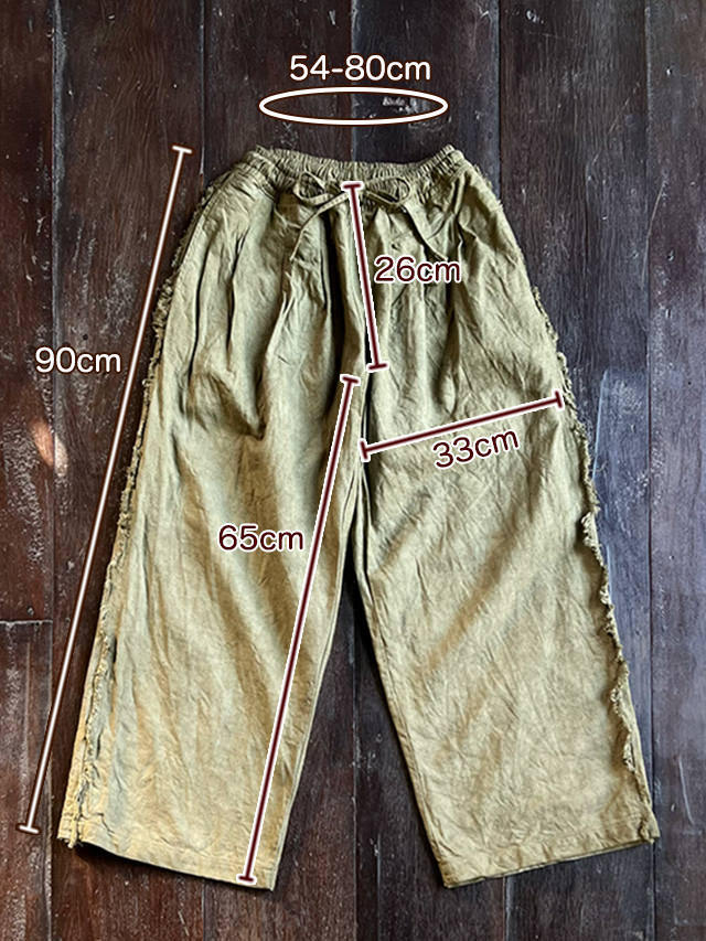 asana HEMP100% デニム風 フリンジ パンツ・草木染め