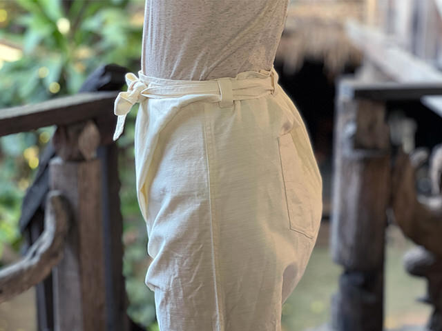 asana HEMP100% デニム風 まつり タイパンツ・きなり【パヤカ