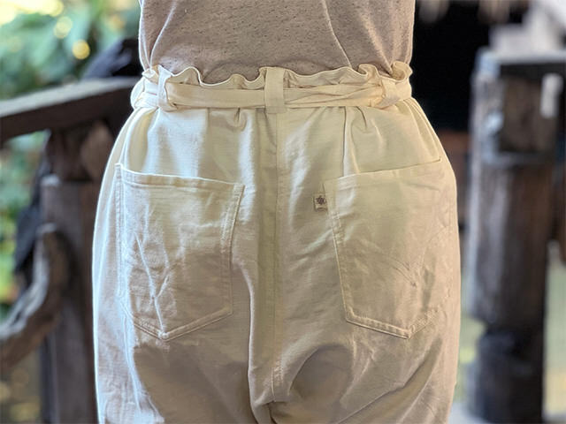 asana HEMP100% デニム風 まつり タイパンツ・きなり