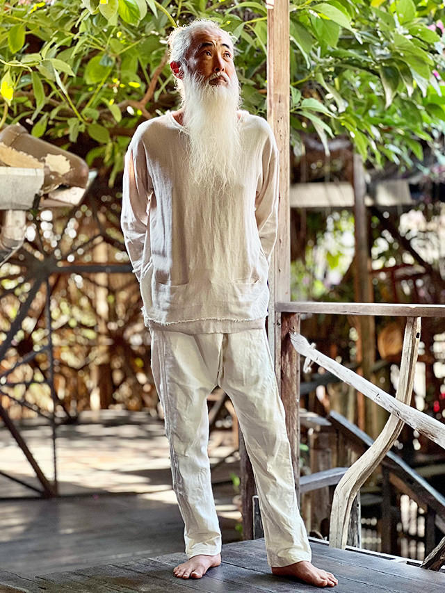 asana HEMP100% デニム風 まつり タイパンツ・きなり【パヤカ