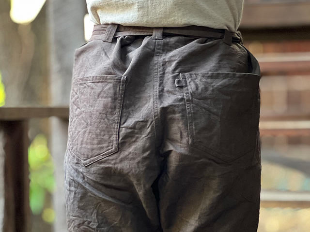 asana HEMP100% デニム風 まつり タイパンツ●草木染め麻墨グレー asana HEMP100% デニム風 まつり タイパンツ○草木染め麻墨