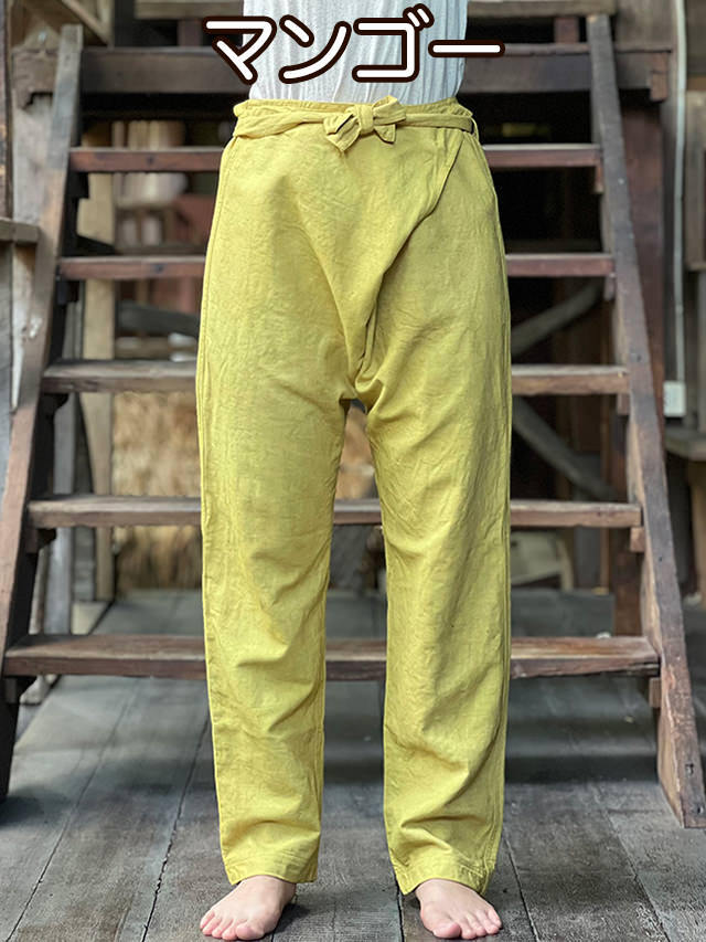 asana HEMP100% デニム風 まつり タイパンツ・草木染め【パヤカ